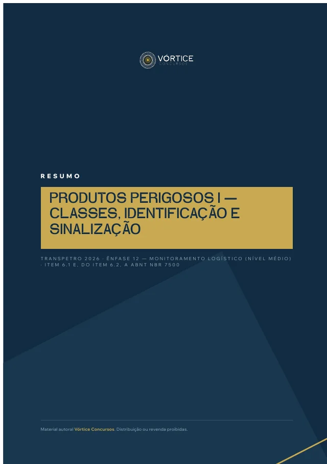 Capa do resumo 07, Produtos Perigosos I